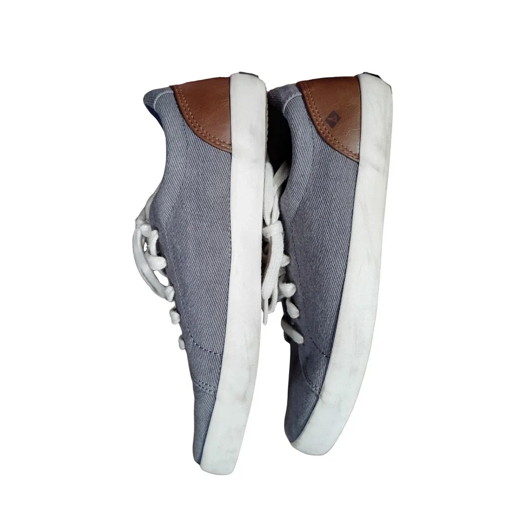 Sperry Top-Sider Canvas Sneakers Gray Brown Lace Up‎ Boat Size 6M